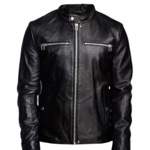 Men’s Black Detachable Hooded Leather Jacket — Real Leather with Soft Viscose Lining