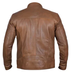 Men’s Camel Dodge Biker Jacket — Real Leather with Notch Collar