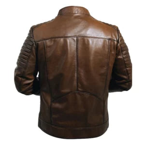 Men’s Mars Brown Leather Jacket — Real Leather Outerwear with Straight Collar