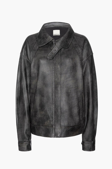 Buckle Aviator Jacket – Oversized Lambskin with Buckle Details