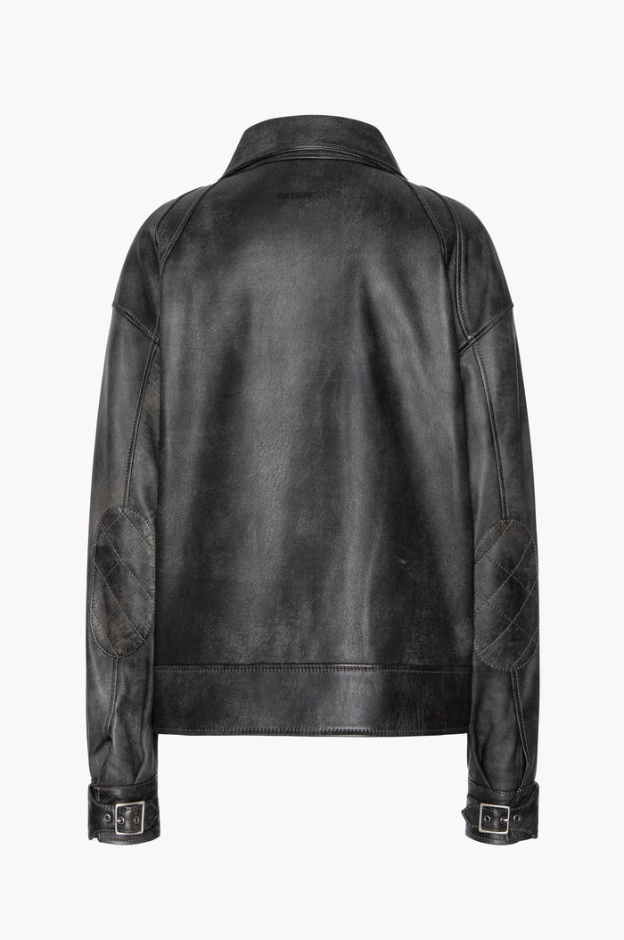 Buckle Aviator Jacket – Oversized Lambskin with Buckle Details