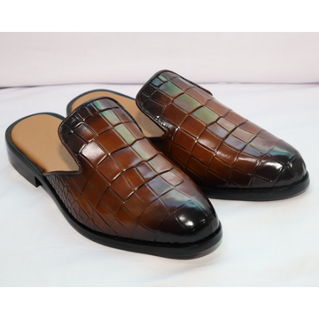 Men's Croc-Embossed Leather Mule Loafers