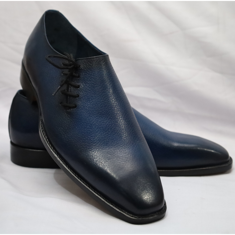 Men's Navy Blue Leather Derby Shoes