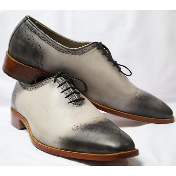 Charcoal Gray and White Gradient Oxford Shoes