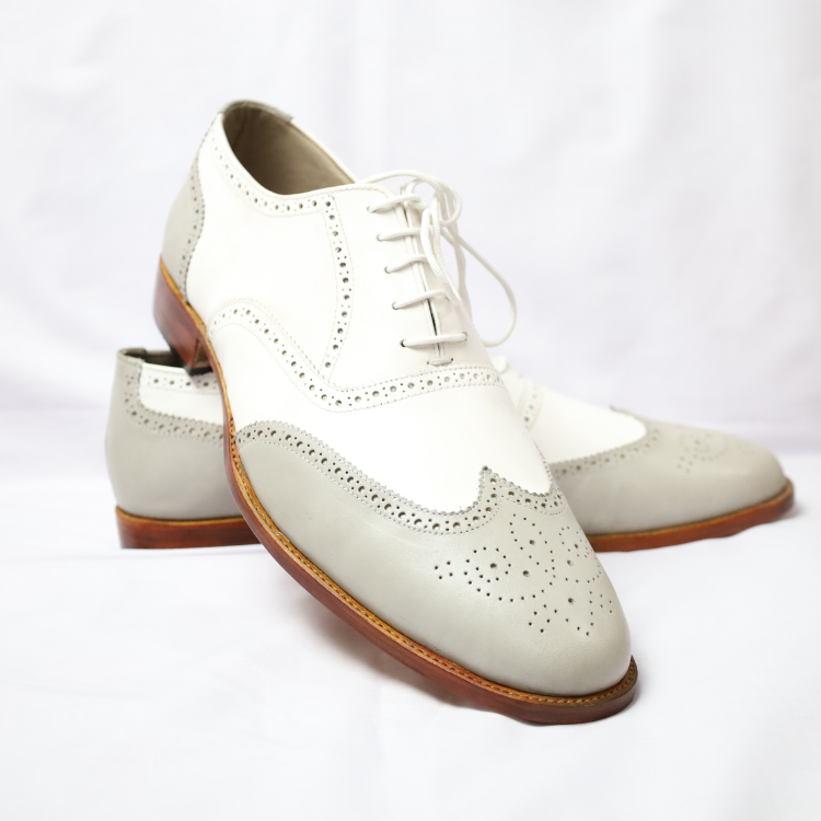 Classic White and Grey Spectator Brogues