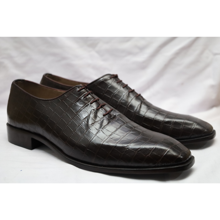 Men's Crocodile-Embossed Leather Oxford Shoes