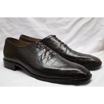 Men's Crocodile-Embossed Leather Oxford Shoes