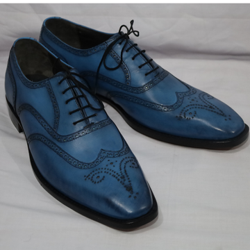 Men's Blue Leather Brogue Oxfords