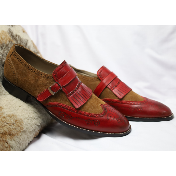 Two-Tone Kiltie Monk Strap Loafers
