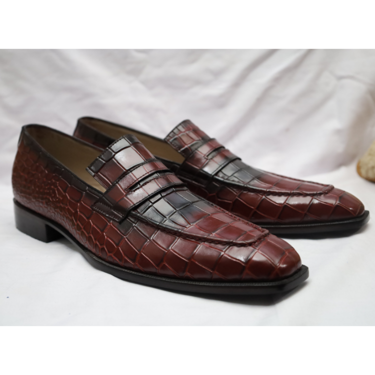 Men's Crocodile-Embossed Leather Loafers