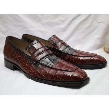 Men's Crocodile-Embossed Leather Loafers