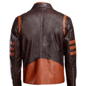 Men’s Brown Distressed Café Racer Motorcycle Jacket — Real Leather with Straight Collar