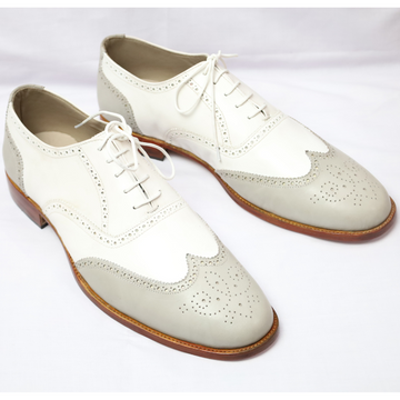 Classic White and Grey Spectator Brogues