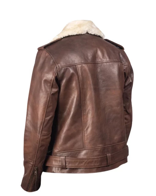 Men’s Brown Winter Protection Jacket — Genuine Leather Aviator Style