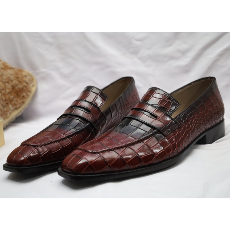 Men's Crocodile-Embossed Leather Loafers