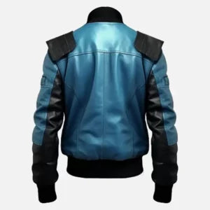 Men’s Black & Blue Bomber Jacket — Genuine Leather Dual-Tone Style