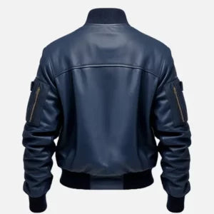 Men’s Blue Flight Bomber Jacket — Genuine Lambskin Leather