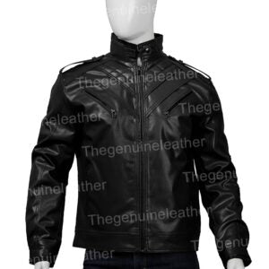 Men’s Shoulder-Design Leather Jacket — Bold Style in Genuine Leather