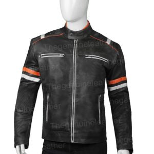 Men’s Cafe Racer Motorcycle Jacket — Genuine Sheep-Skin Leather