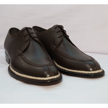 Handcrafted Brown Norwegian Split-Toe Derby Shoes