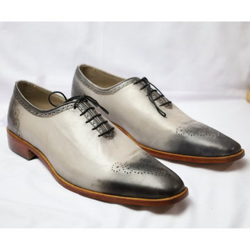 Charcoal Gray and White Gradient Oxford Shoes