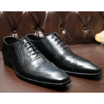 Men's Black Leather Brogue Shoes