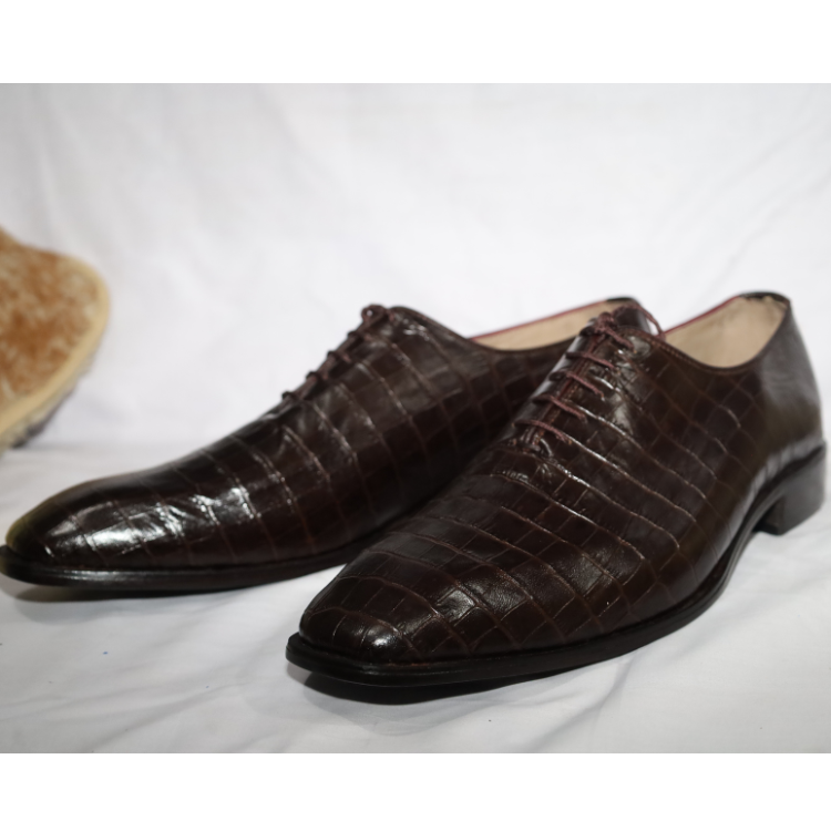 Men's Crocodile-Embossed Leather Oxford Shoes