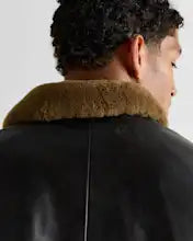 Shearling Collar Leather Flight Jacket – Vintage Aviator in Premium Sheep Leather