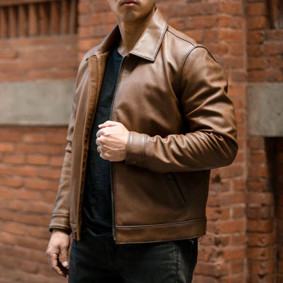 Men’s Black Full-Grain Leather Keanu Jacket – Handcrafted & Timeless