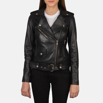 Bliss Black Leather Bomber Jacket