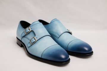 Men’s Blue Double Monk Strap Dress Shoes