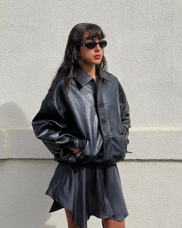 Kenny Women’s Faux Leather Bomber Jacket