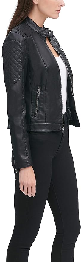 Women's Faux Leather Jacket Fashion Racer