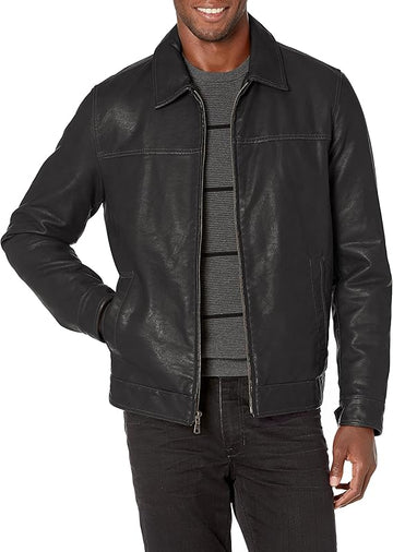Men’s Leather Jacket, Premium Faux Leather, Adjustable Cuffs & Timeless Design