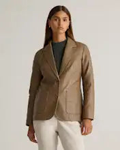 100% Leather Blazer – Classic Double Button Style