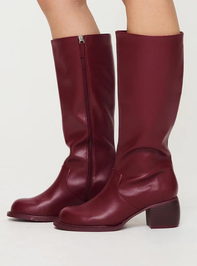 Ella knee high boots burgundy