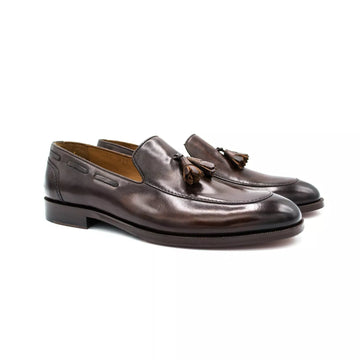 Men Brown Leather Tassel Loafer Shoes (Moccasin +Slip on)