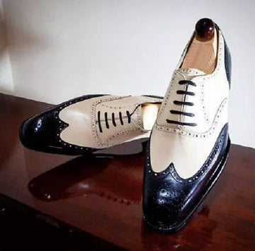 Men's Two-Tone Spectator Wingtip Oxford Shoe-Tuxedo Shoes